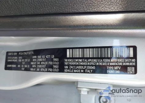 2018 Jeep Renegade Latitude Fwd z USA, uszkodzony, nr VIN ZACCJABBXJPJ56649